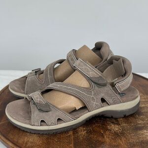 Dr Scholl's Sandals Wm 9M Adella Brown Leather Athletic Hiking Comfort Walk
